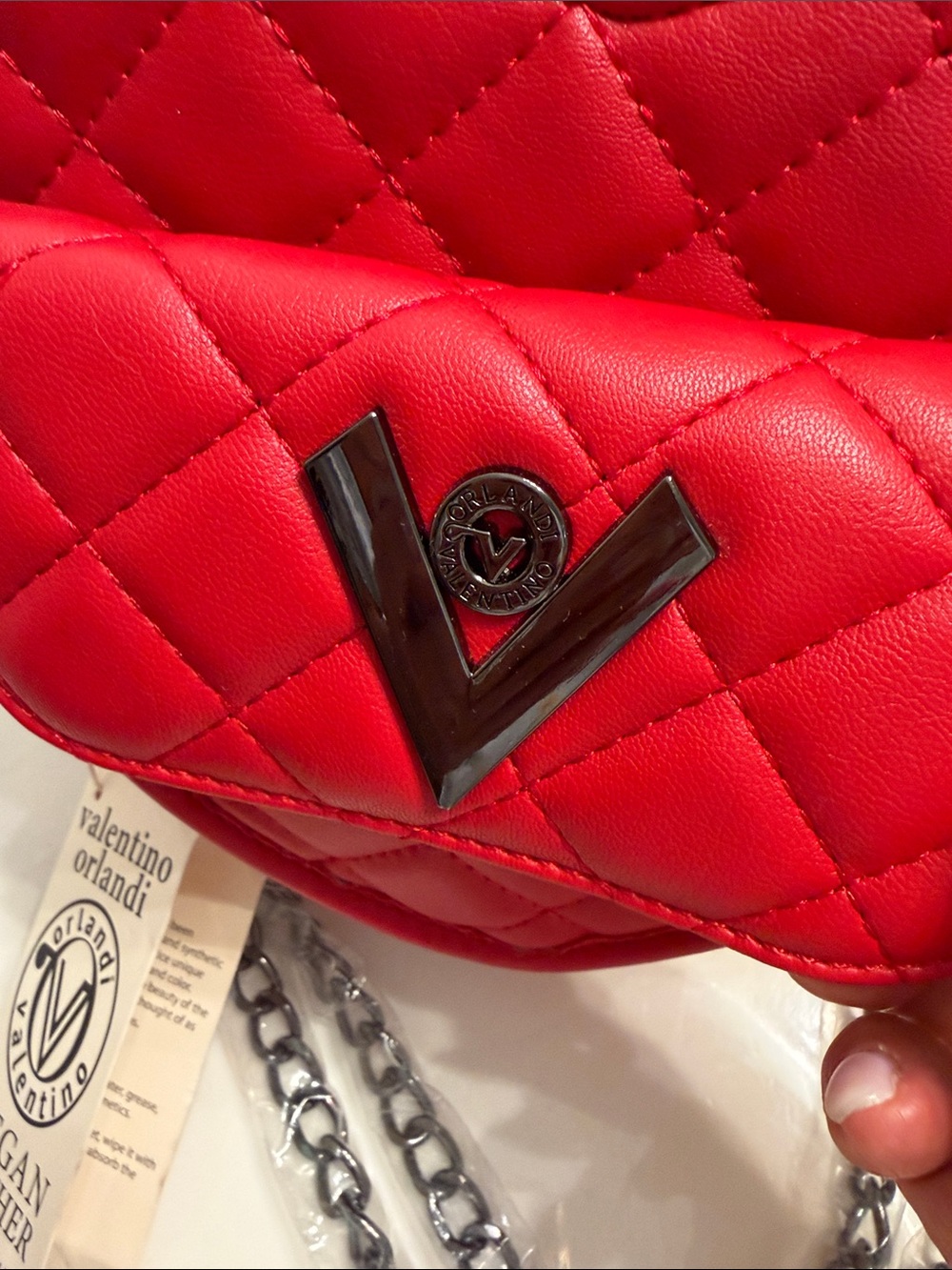 Valentino Orlandi Heart Red Quilted Crossbody NWT - Picture 2 of 7